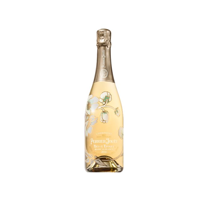 A bottle of Perrier-Jouët Belle Epoque Blanc de Blancs 2014